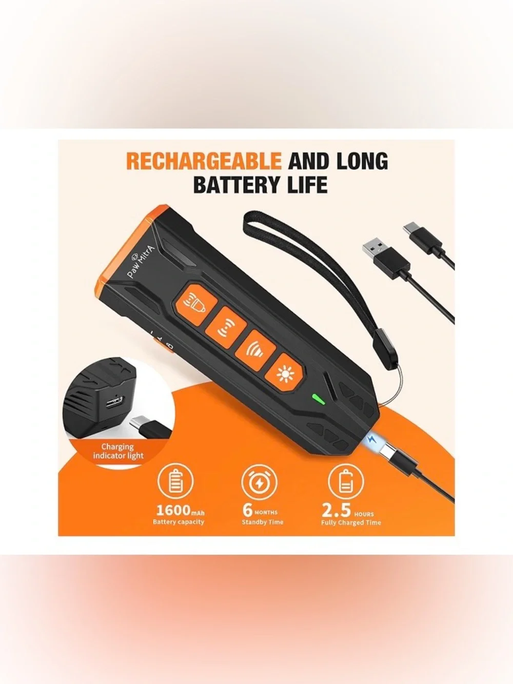Dog Bark Deterrent Device | Rechargeable Ultrasonic Anti-Barking Trainer, SEALED